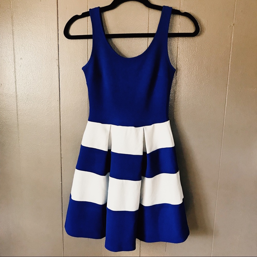 Blue and White Striped Dress